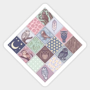 Patchwork Owls 1 Sticker